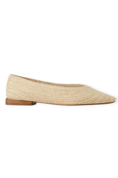 ZARA Raffia Woven Jute Natural Ballet Flats